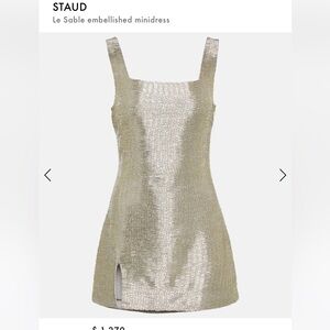 NWT STAUD Silver Shimmering Beaded Mini Dress
